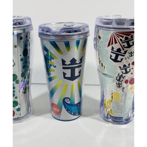 Royal Caribbean Drink Soda Package Plastic Tumblers Cups Coca Cola Set Of 3 - Picture 4 of 12